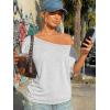 imageTrendy Queen Womens Off The Shoulder Tops Oversized Tshirts Casual Short Sleeve Basic Tees Cute Summer Fashion Clothes 2026Oatmeal Grey