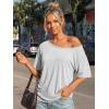 imageTrendy Queen Womens Off The Shoulder Tops Oversized Tshirts Casual Short Sleeve Basic Tees Cute Summer Fashion Clothes 2026Oatmeal Grey