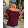imageTrendy Queen Womens Off The Shoulder Tops Oversized Tshirts Casual Short Sleeve Basic Tees Cute Summer Fashion Clothes 2026Wine Red