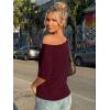 imageTrendy Queen Womens Off The Shoulder Tops Oversized Tshirts Casual Short Sleeve Basic Tees Cute Summer Fashion Clothes 2026Wine Red