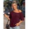 imageTrendy Queen Womens Off The Shoulder Tops Oversized Tshirts Casual Short Sleeve Basic Tees Cute Summer Fashion Clothes 2026Wine Red