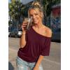 imageTrendy Queen Womens Off The Shoulder Tops Oversized Tshirts Casual Short Sleeve Basic Tees Cute Summer Fashion Clothes 2026Wine Red