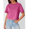imageTrendy Queen Womens Short Sleeve Crop TShirtHotpink