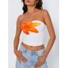 imageTrendy Queen Womens Tube Tops Going Out Summer Y2k Bandeau Trendy Crop Sleeveless Strapless Cute Teens 2026 Corset FloralOrange Flower