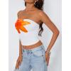 imageTrendy Queen Womens Tube Tops Going Out Summer Y2k Bandeau Trendy Crop Sleeveless Strapless Cute Teens 2026 Corset FloralOrange Flower
