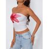 imageTrendy Queen Womens Tube Tops Going Out Summer Y2k Bandeau Trendy Crop Sleeveless Strapless Cute Teens 2026 Corset FloralRed Flower