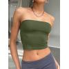 imageTrendy Queen Womens Tube Tops Strapless Crop Tops Basic Backless Sleeveless Going Out 2026 Spring Outfits Summer ClothesArmy Green