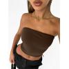 imageTrendy Queen Womens Tube Tops Strapless Crop Tops Basic Backless Sleeveless Going Out 2026 Spring Outfits Summer ClothesChocolate