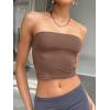 imageTrendy Queen Womens Tube Tops Strapless Crop Tops Basic Backless Sleeveless Going Out 2026 Spring Outfits Summer ClothesCoffee