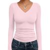 imageTrendy Queen Long Sleeve Shirts for Women 2026 Fall Fashion V Neck Basics Crop Tops Slim Fitted Y2K Tops Outfits ClothesPink