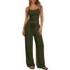 imageTrendy Queen Womens 2 Piece Lounge Set Spring Outfits  Camisole Top amp Wide Leg PantsArmy Green