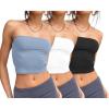 imageTrendy Queen Womens 3 Pack Tube Tops Crop Going Out Strapless Basic Backless Bandeau Bra Summer Outfits 2026Black white light Blue