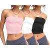 imageTrendy Queen Womens 3 Pack Tube Tops Crop Going Out Strapless Basic Backless Bandeau Bra Summer Outfits 2026Black white pink