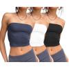 imageTrendy Queen Womens 3 Pack Tube Tops Crop Going Out Strapless Basic Backless Bandeau Bra Summer Outfits 2026White black navy