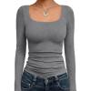 imageTrendy Queen Womens Long Sleeve Shirts Crop Scoop Neck Tops Fall Fashion Solid Going Out Basics Tees Y2k Clothes 2026 Black Grey XS