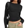 imageTrendy Queen Womens Long Sleeve T Shirts Fall Fashion 2026 Basic Crop Tops Going Out Outfits Y2k ClothesBlack