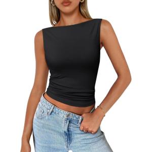 imageTrendy Queen Women Going Out Summer Tank Tops Spring Casual Basic Cute 2026 Sleeveless Shirt Vacation Fashion Outfit ClothesBlack