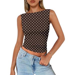 imageTrendy Queen Women Going Out Summer Tank Tops Spring Casual Basic Cute 2026 Sleeveless Shirt Vacation Fashion Outfit ClothesBrowndots