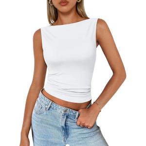 imageTrendy Queen Women Going Out Summer Tank Tops Spring Casual Basic Cute 2026 Sleeveless Shirt Vacation Fashion Outfit ClothesWhite