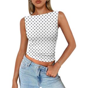 imageTrendy Queen Women Going Out Summer Tank Tops Spring Casual Basic Cute 2026 Sleeveless Shirt Vacation Fashion Outfit ClothesWhitedots