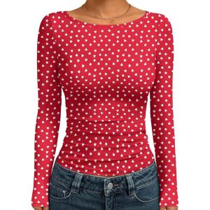 imageTrendy Queen Womens Boat Neck Tops Long Sleeve Shirts Casual Fitted Tee Shirts Solid Color Fall Basic Clothes 2026Love