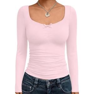 imageTrendy Queen Womens Long Sleeve Tops Going Out Top Trendy Cute Shirt Y2k Clothes Fashion Clothing Fall Outfits 2026Pink