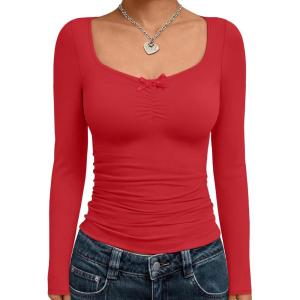 imageTrendy Queen Womens Long Sleeve Tops Going Out Top Trendy Cute Shirt Y2k Clothes Fashion Clothing Fall Outfits 2026Red