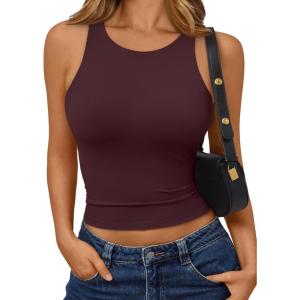 imageTrendy Queen Womens Sleeveless Tank Tops Workout 2026 Summer Clothes OutfitsWine Red