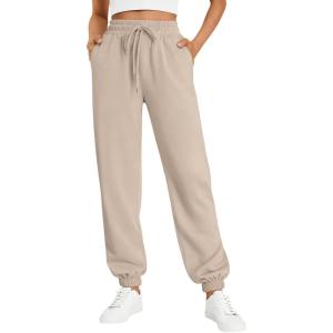imageTrendy Queen Womens Sweatpants Athletic Joggers Baggy Pants Lounge Bottom 2026 Fall Fashion with PocketsBeige