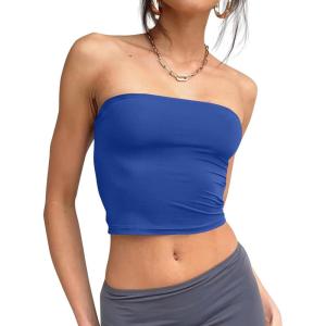 imageTrendy Queen Womens Tube Tops Strapless Crop Tops Basic Backless Sleeveless Going Out 2026 Spring Outfits Summer ClothesRoyal Blue
