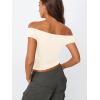 imageTrendy Queen Off The Shoulder Tops for Women Going Out Y2K Summer Cute Shirts Sexy 2026 Double Lined Date Club OutfitsBeige