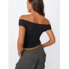 imageTrendy Queen Off The Shoulder Tops for Women Going Out Y2K Summer Cute Shirts Sexy 2026 Double Lined Date Club OutfitsBlack