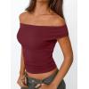 imageTrendy Queen Off The Shoulder Tops for Women Going Out Y2K Summer Cute Shirts Sexy 2026 Double Lined Date Club OutfitsBurgundy