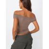 imageTrendy Queen Off The Shoulder Tops for Women Going Out Y2K Summer Cute Shirts Sexy 2026 Double Lined Date Club OutfitsCoffeegrey