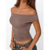 imageTrendy Queen Off The Shoulder Tops for Women Going Out Y2K Summer Cute Shirts Sexy 2026 Double Lined Date Club OutfitsCoffeegrey