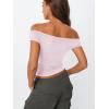 imageTrendy Queen Off The Shoulder Tops for Women Going Out Y2K Summer Cute Shirts Sexy 2026 Double Lined Date Club OutfitsPink
