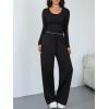 imageTrendy Queen Women 2 Piece Matching Lounge Sets Clothing Wide Leg Pants 2026 Y2K Sweatsuits Spring Travel Airport OutfitBlack