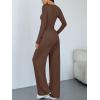imageTrendy Queen Women 2 Piece Matching Lounge Sets Clothing Wide Leg Pants 2026 Y2K Sweatsuits Spring Travel Airport OutfitCocoa Brown
