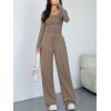 imageTrendy Queen Women 2 Piece Matching Lounge Sets Clothing Wide Leg Pants 2026 Y2K Sweatsuits Spring Travel Airport OutfitMocha
