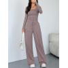 imageTrendy Queen Women 2 Piece Matching Lounge Sets Clothing Wide Leg Pants 2026 Y2K Sweatsuits Spring Travel Airport OutfitRose Taupe