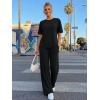 imageTrendy Queen Women 2 Piece Matching Summer Lounge Sets Clothing 2026 Short Sleeve Oversized Shirts amp Pants Travel OutfitBlack