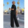 imageTrendy Queen Women 2 Piece Matching Summer Lounge Sets Clothing 2026 Short Sleeve Oversized Shirts amp Pants Travel OutfitBlack