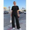 imageTrendy Queen Women 2 Piece Matching Summer Lounge Sets Clothing 2026 Short Sleeve Oversized Shirts amp Pants Travel OutfitBlack