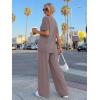 imageTrendy Queen Women 2 Piece Matching Summer Lounge Sets Clothing 2026 Short Sleeve Oversized Shirts amp Pants Travel OutfitRose Taupe