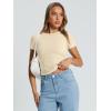 imageTrendy Queen Womens Basic T Shirts Summer Tops 2026 Crop Short Sleeve Slim Fit Tee Cute Gym Workout ClothesBeige
