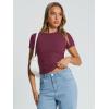imageTrendy Queen Womens Basic T Shirts Summer Tops 2026 Crop Short Sleeve Slim Fit Tee Cute Gym Workout ClothesBurgundy