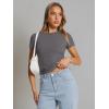 imageTrendy Queen Womens Basic T Shirts Summer Tops 2026 Crop Short Sleeve Slim Fit Tee Cute Gym Workout ClothesDeepgrey