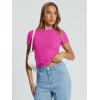 imageTrendy Queen Womens Basic T Shirts Summer Tops 2026 Crop Short Sleeve Slim Fit Tee Cute Gym Workout ClothesHotpink