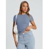 imageTrendy Queen Womens Basic T Shirts Summer Tops 2026 Crop Short Sleeve Slim Fit Tee Cute Gym Workout ClothesLightblue
