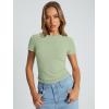 imageTrendy Queen Womens Basic T Shirts Summer Tops 2026 Crop Short Sleeve Slim Fit Tee Cute Gym Workout ClothesLightgreen